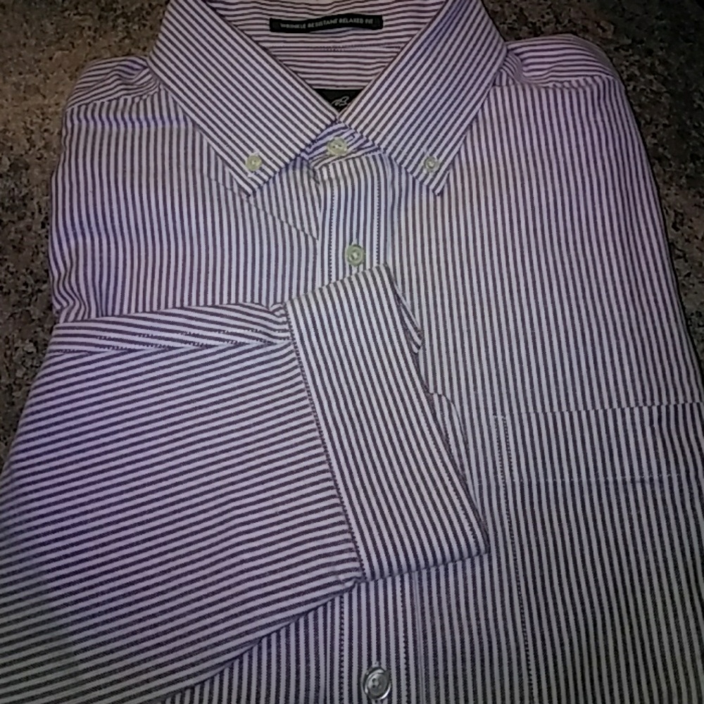EDDIE BAUER LONG SLEEVE SHIRT( L) MEN PINK STRIPED